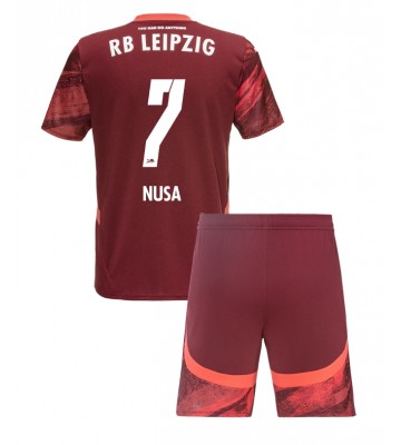 RB Leipzig Antonio Nusa #7 Bortatröja Barn 2024-25 Kortärmad (+ Korta byxor)